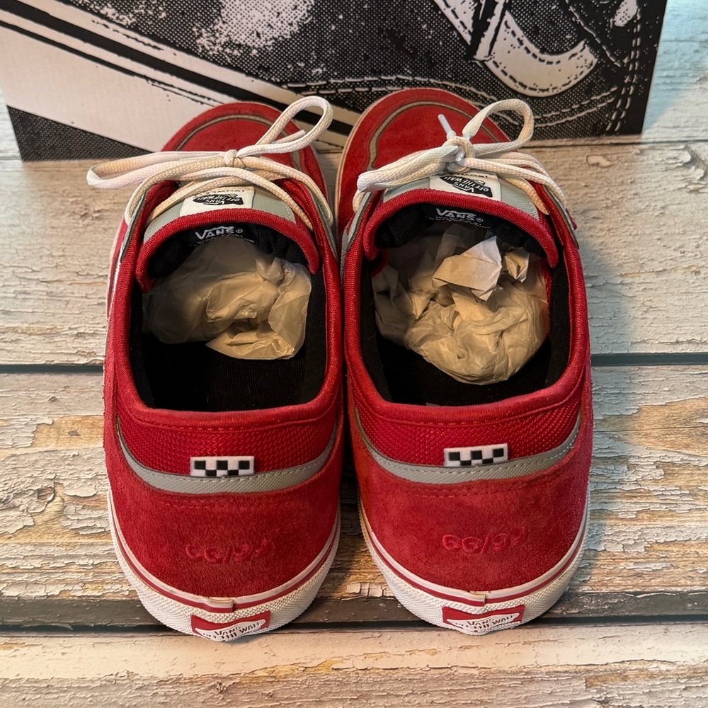 Vans Rowley Skate Shoes Men 12 Red Suede White Classic NIB Pro Model Rare - Picture 4 of 9